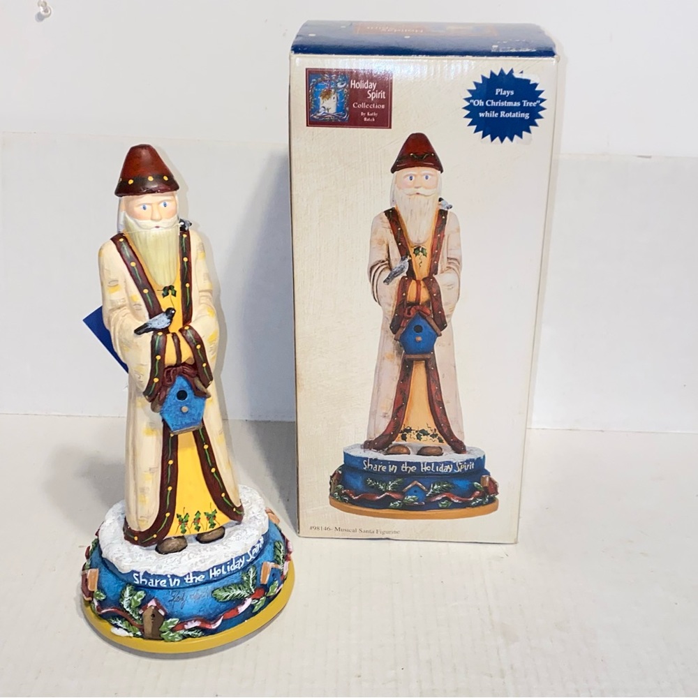 Holiday Spirit Collection by Kathy Hatch Rotating Musical Old World Santa